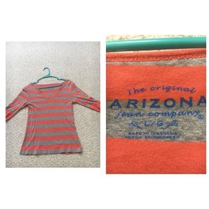 Grey and orange striped shirt